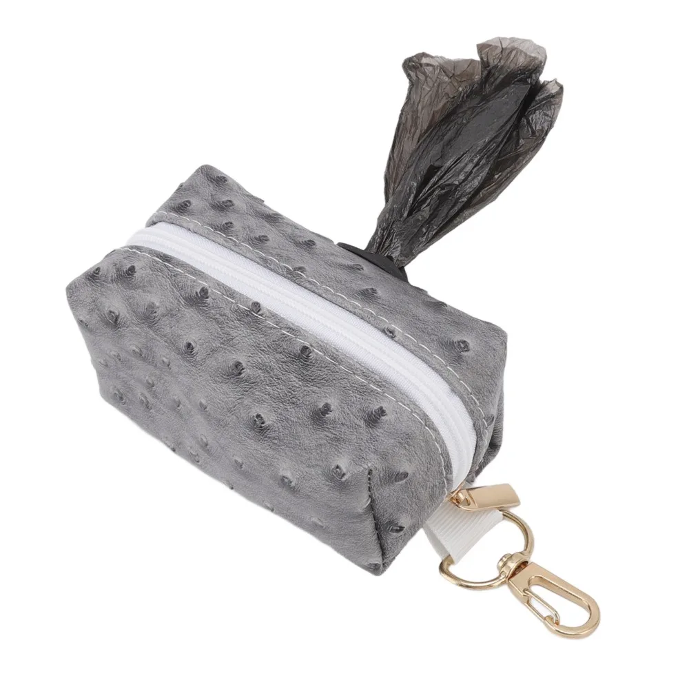 Ostrich Grain Surface Dog Poop Bag Dispenser Clip On Mount Multi Compartment Leash Hanging Bag Light Weight Build