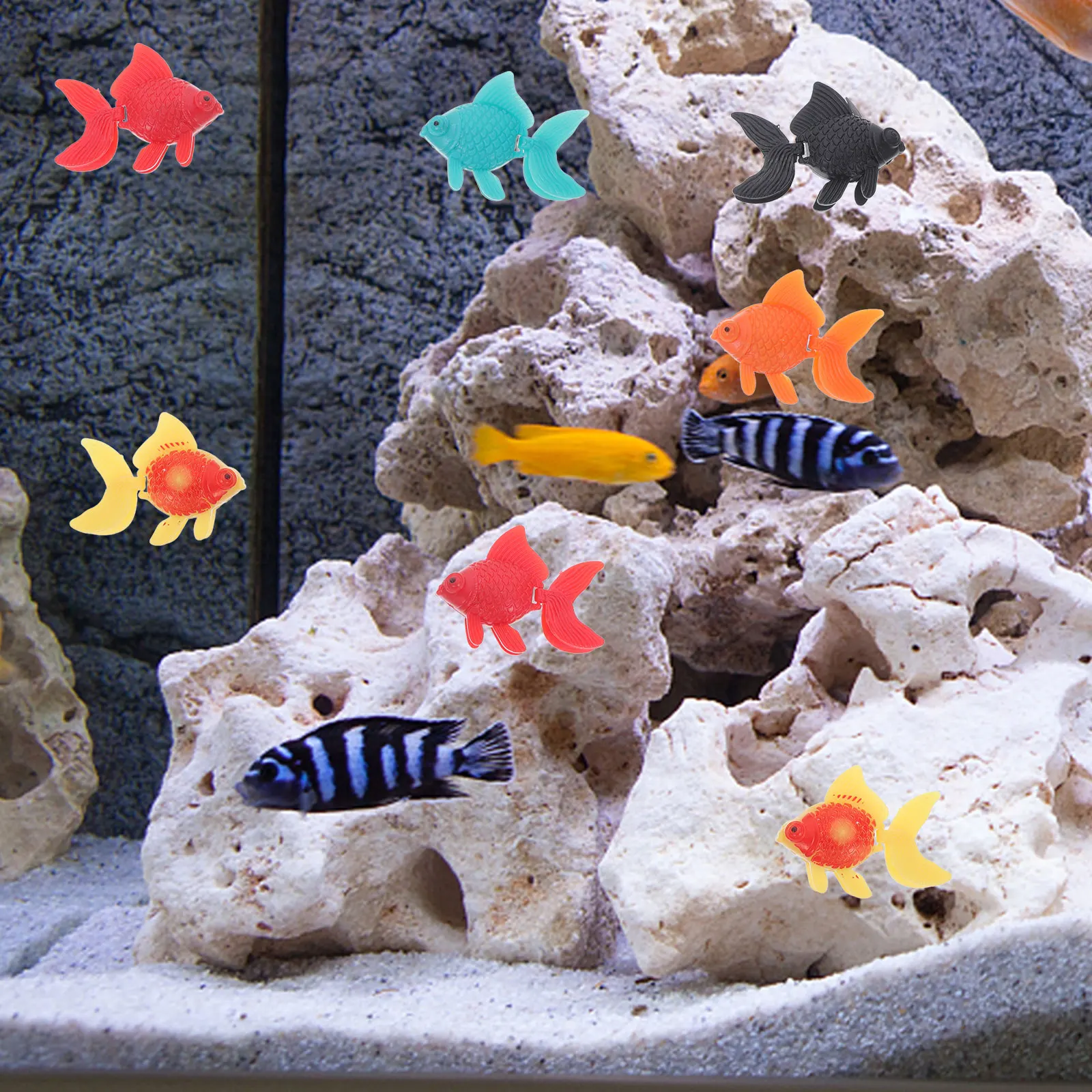 

10pcs Simulation Fake Goldfish Aquarium Decoration Plastic Ornament Vivid Artificial For Tank Decor Landscape Prop Ornament