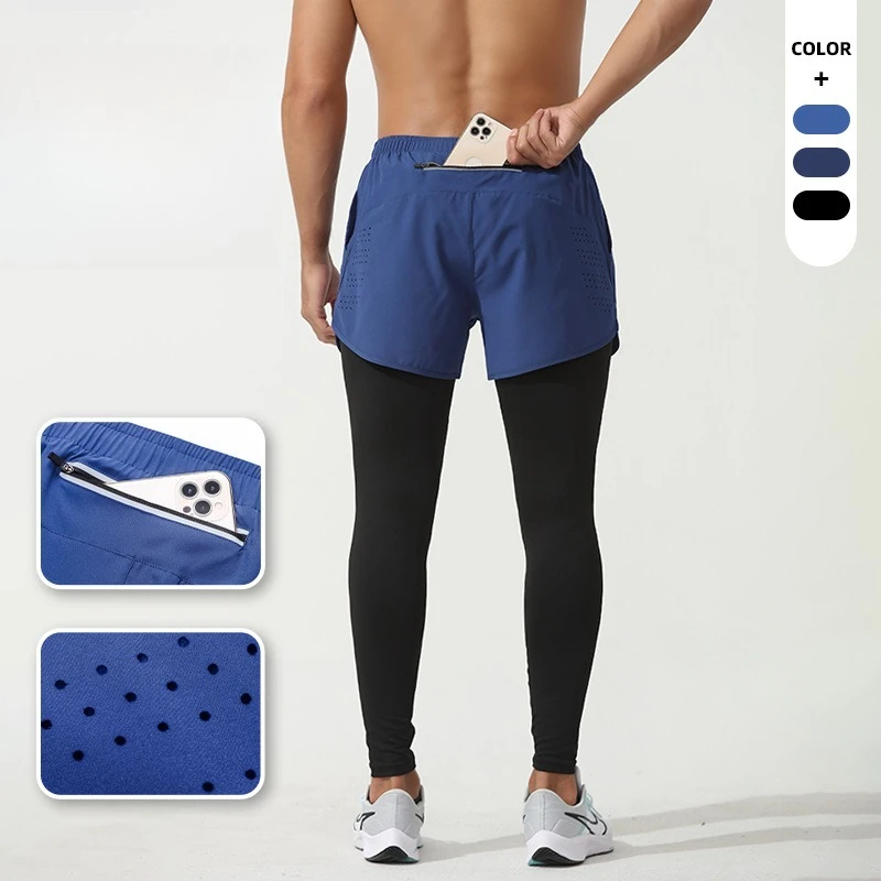 Hot Summer Essential Men's Running Tights Quick Dry Nylon Spandex Compression Seamless Crossfit Gym Leggings with Reflective