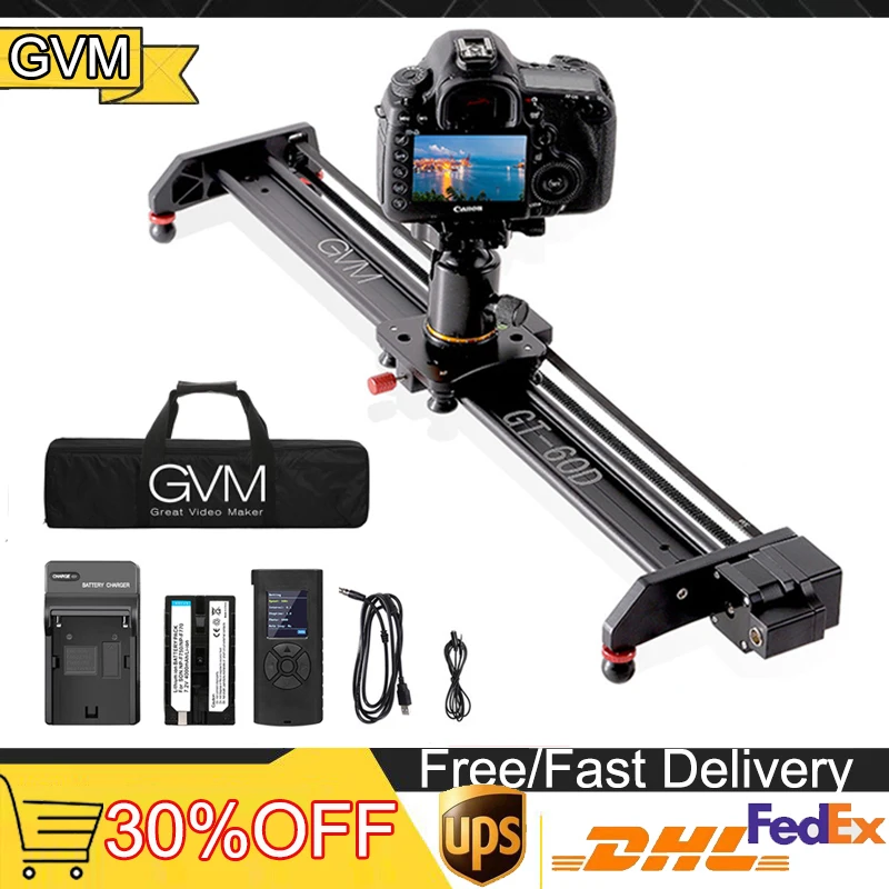 

GVM GT-60D 27inch Motorized Camera Slider Video Rail Track Dolly Aluminum Alloy with Remote Control Rechargeable Battery