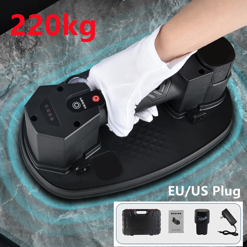 220kg Load Electric Vacuum Suction Cup Heavy Lifter Display Granite Glass Tile Sucker Air Pump Lifting Tool with Battery Charger