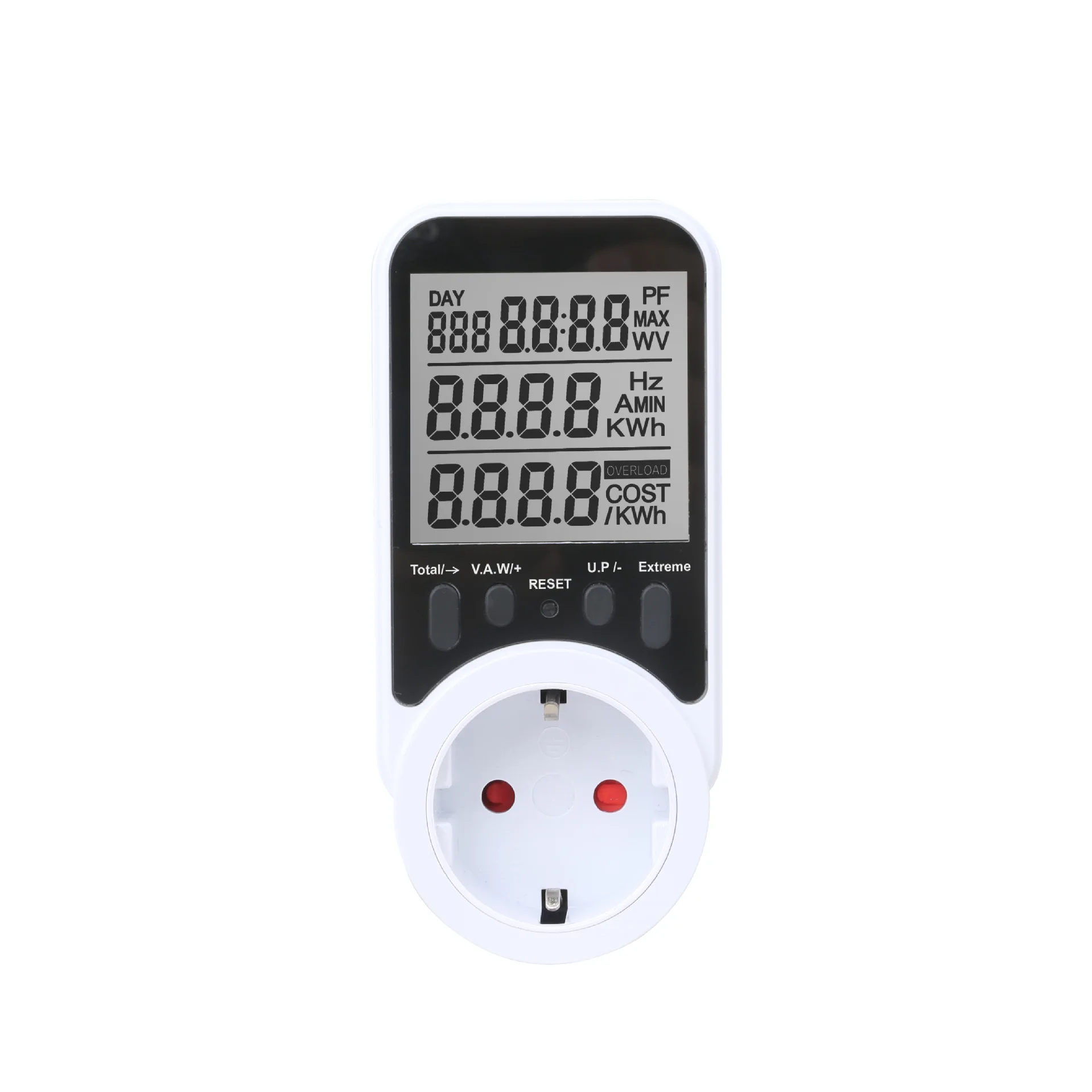 Manufacturer supply, large screen European standard power metering socket, power monitor, smart home monitoring meter