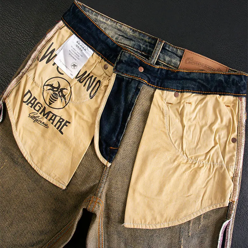 

Y2KDesigner fashion new men's washed blue jeans stretch slim fit retro painted jeans hip-hop brand pants hombre