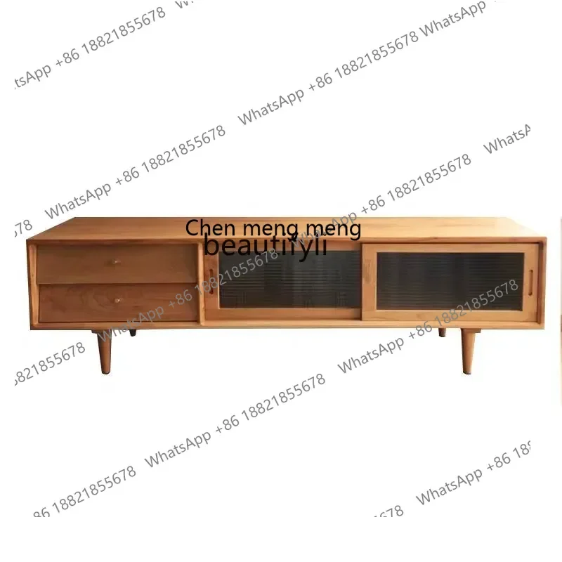 

xz1Modern Simple Small Apartment TV Cabinet Living Room Audiovisual Cabinet Nordic Light Luxury Simple Glass Sliding Door Cabin