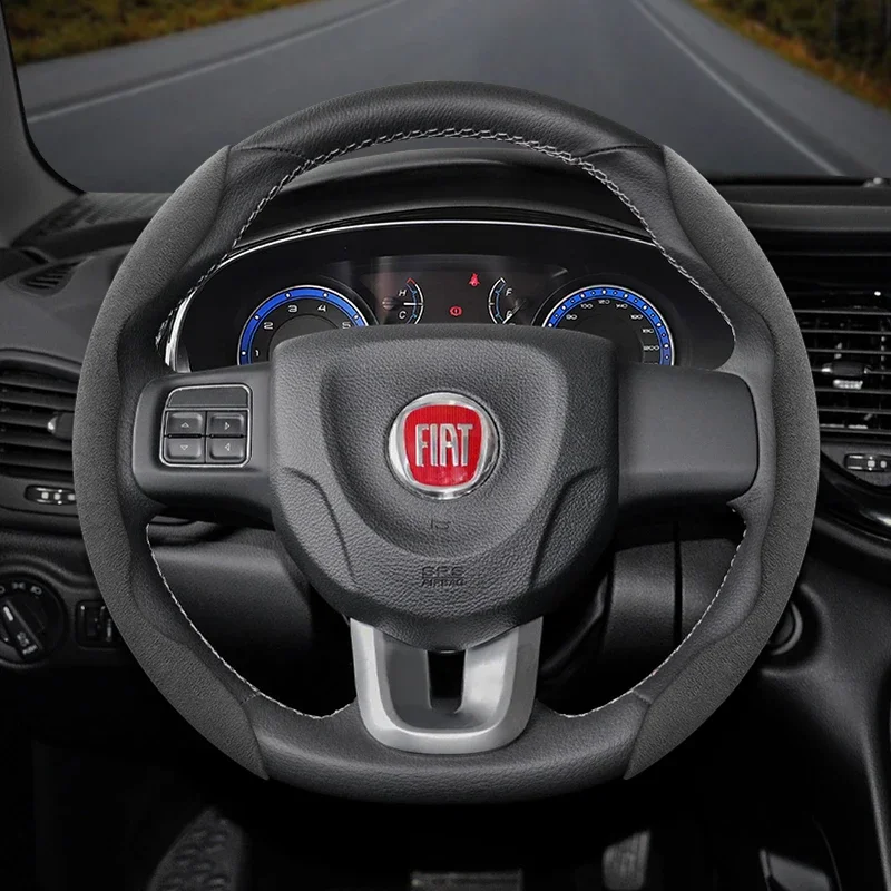 Suitable for Fiat Anti-Slip Buckle Segmented Suede Steering Wheel Cover Suitable for 500 Grande Punto Evo 169 Ducato Bravo Tipo