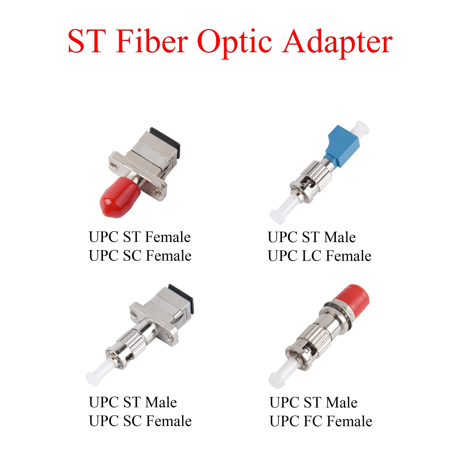 

2Pcs Fiber Optic Connector UPC ST Male/Female to UPC FC/LC/SC Female Single-mode Adapter Hybrid Optical Converter