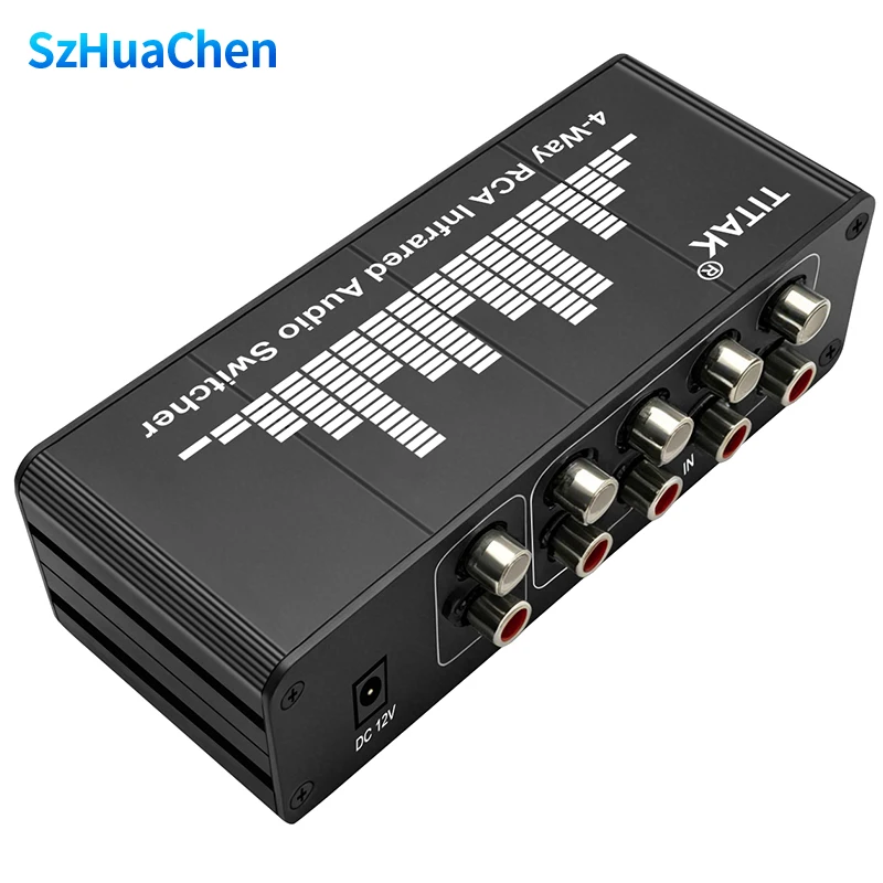 4CH 4-in-1-out Stereo Audio Switcher IR Remote AV Signal Source Selector for CD Player Amplifier Home Theater System