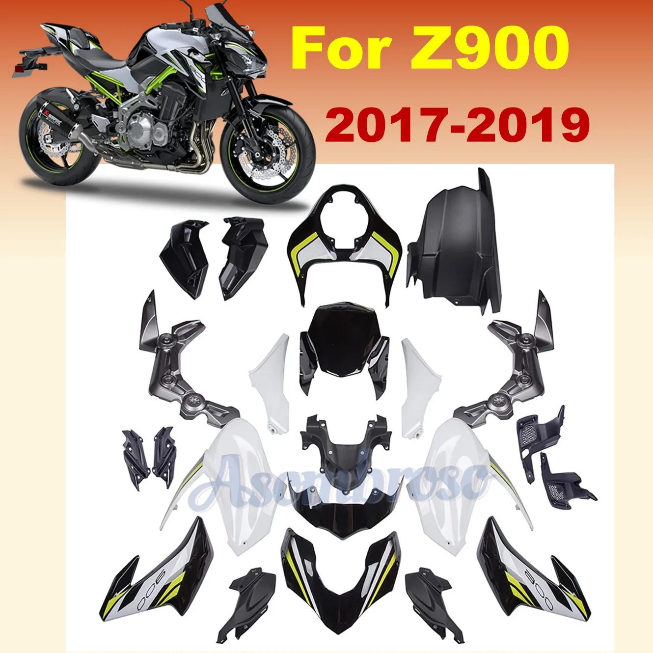 

Aftermarket Motorcycle Fairings for Kawasaki Z900 2017 2018 2019 ZR900 | Custom Paint & Carbon Look Options