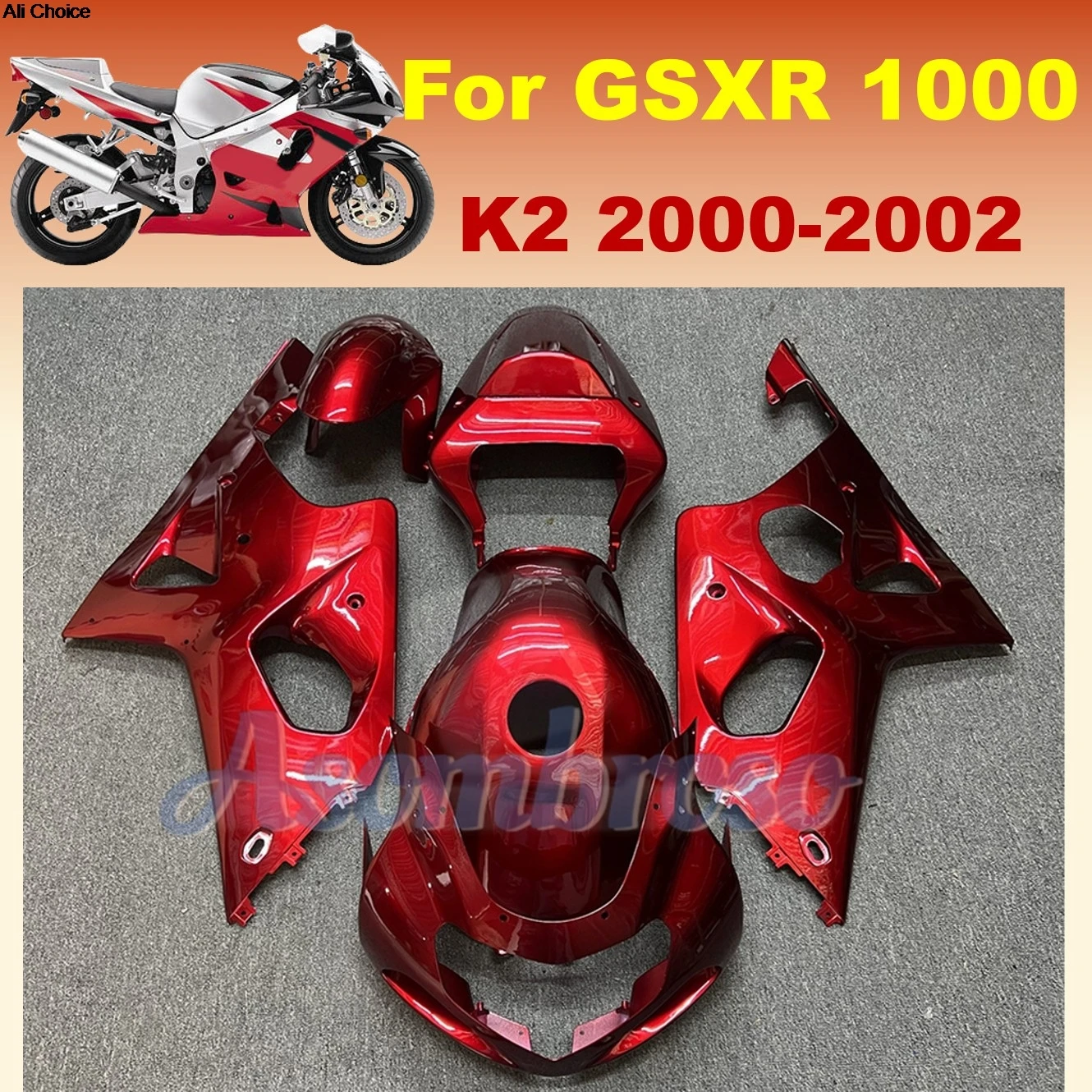 GSXR 1000 2000 2001 2002 Injection Fairing kit For Suzuki GSX-R1000 K2 GSXR1000 Lava Red Accessories Body Panels