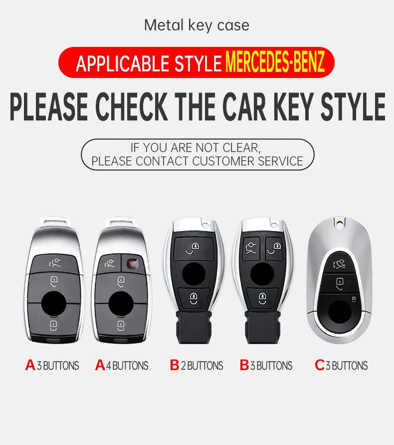 Alloy Car Key Case Cover Shell Fob For Mercedes Benz A C E S Class W204 W205 W212 W213 W176 GLC CLA AMG W177 Auto Accessories