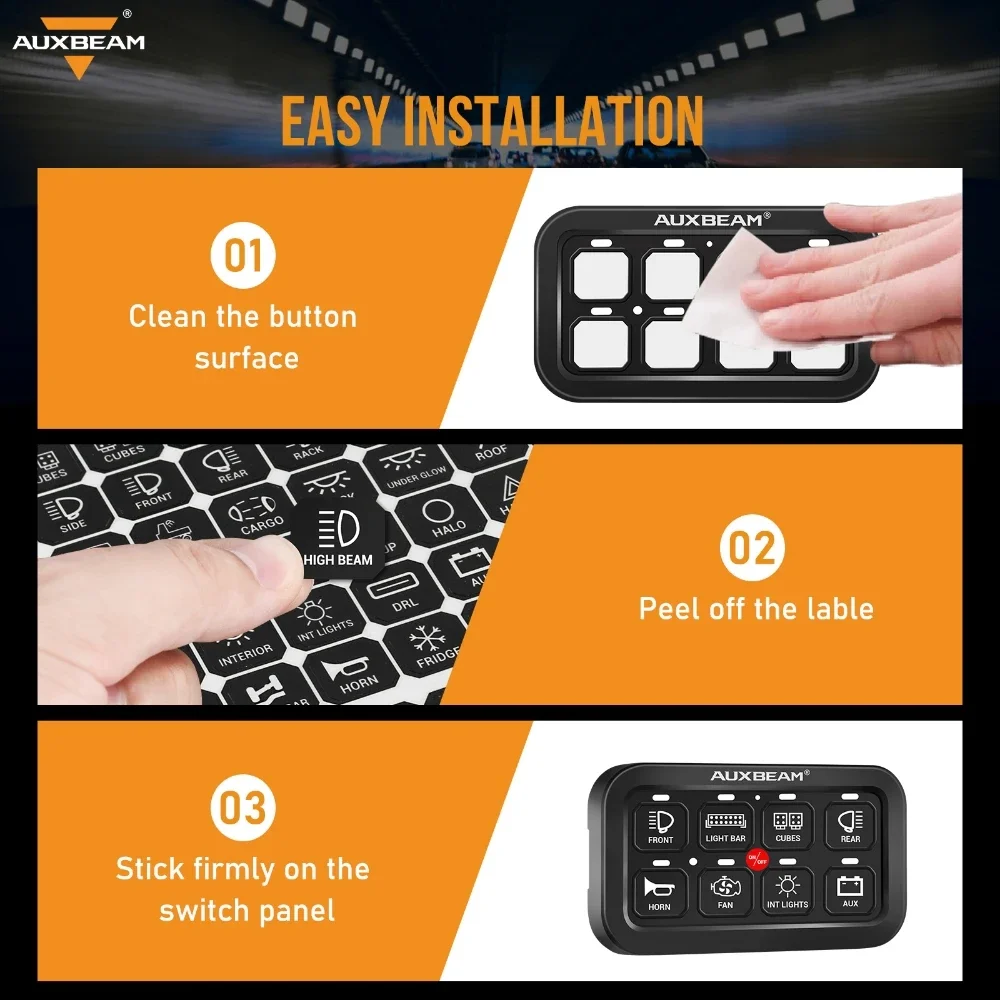 AUXBEAM Switch Panel Accessories 120/160Pcs Stickers for AR-800 AR-820 RC-800 AC-800 BA80 BB80 RB80 DIY Switch Panel Label Decal
