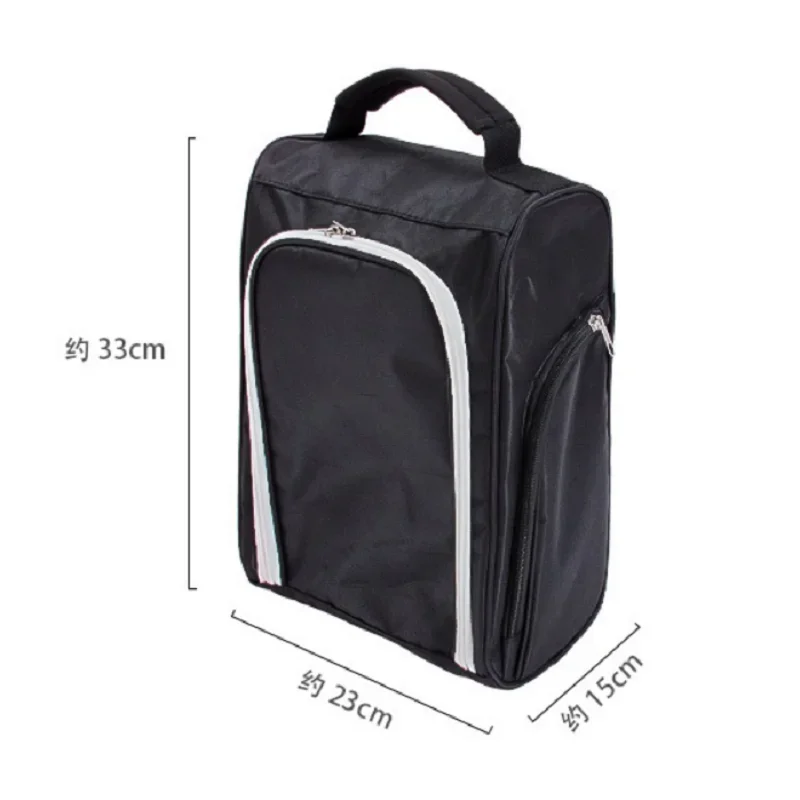 Golf Shoe Bag - Zippered Shoe Carrier Bags With Ventilation & Outside Pocket for Socks, Tees, etc. Perfect Storage (Black)