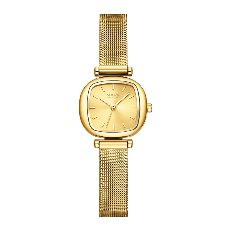 Minimalist New Square Quartz Watch for Women with Sugar Cube Steel Band and Elegant Waterproof Fold Clasp