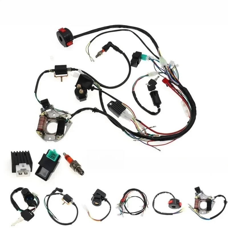 

1Set Electric Start Engine Wiring Harness Coil CDI Solenoid Relay For 50cc 70cc 90cc 110cc 125cc 2/4 Stroke ATV Pit Quad Scooter