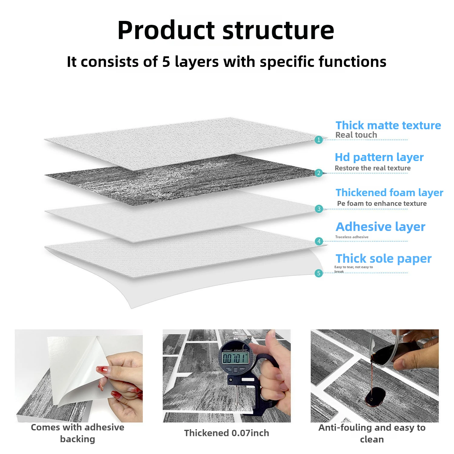 Waterproof Wall Panels - Removable Industrial Foam Decals, Moisture-Proof Matte PVC for Cafe Wall & Commercial Space Decor