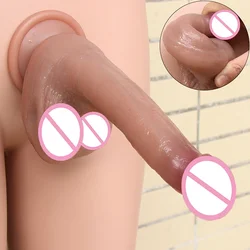 Super Skin Realistic Dildos Double Layer Silicone Soft Penis Sexy Dick Vagina Member Anal Cock Masturbators Sex Shop For Couple