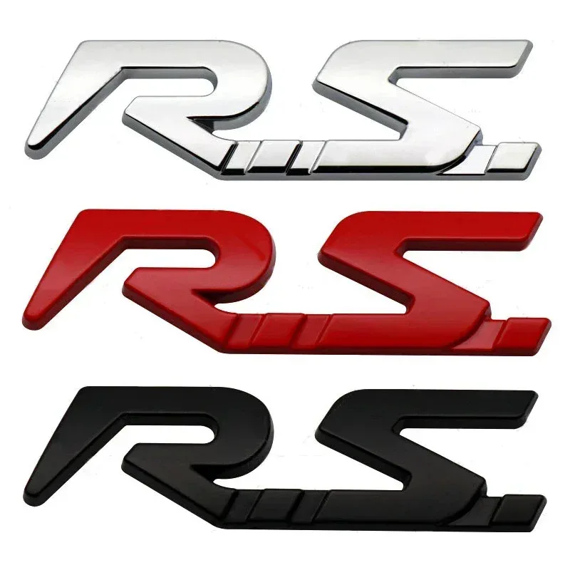 3D Metal RS Logo Car Rear Trunk Side Fender Emblem Badge Sticker Decal for Renault Megane Laguna Duster Captur Fluence Espace