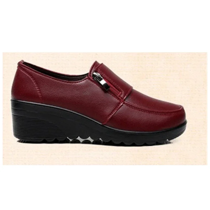 YAERNI primavera autunno moda donna décolleté scarpe donna vera pelle zeppa singole scarpe casual madre tacchi alti scarpe e887