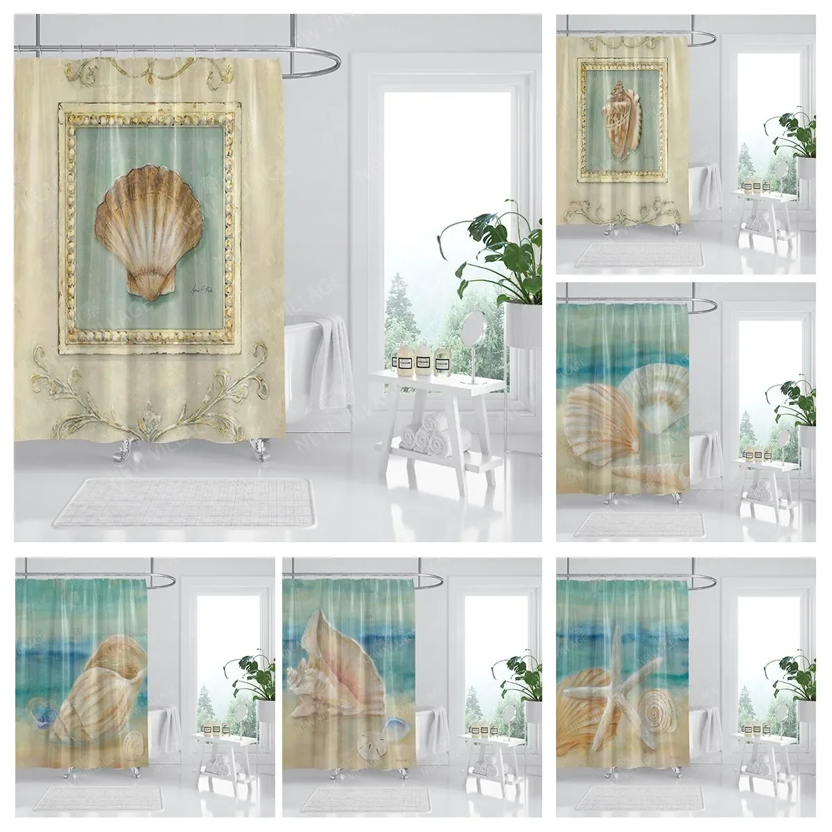 Home waterproof fabric bathroom curtain accessories 90x200 shower shower curtain 240 * 200 Atlantis style shower curtain