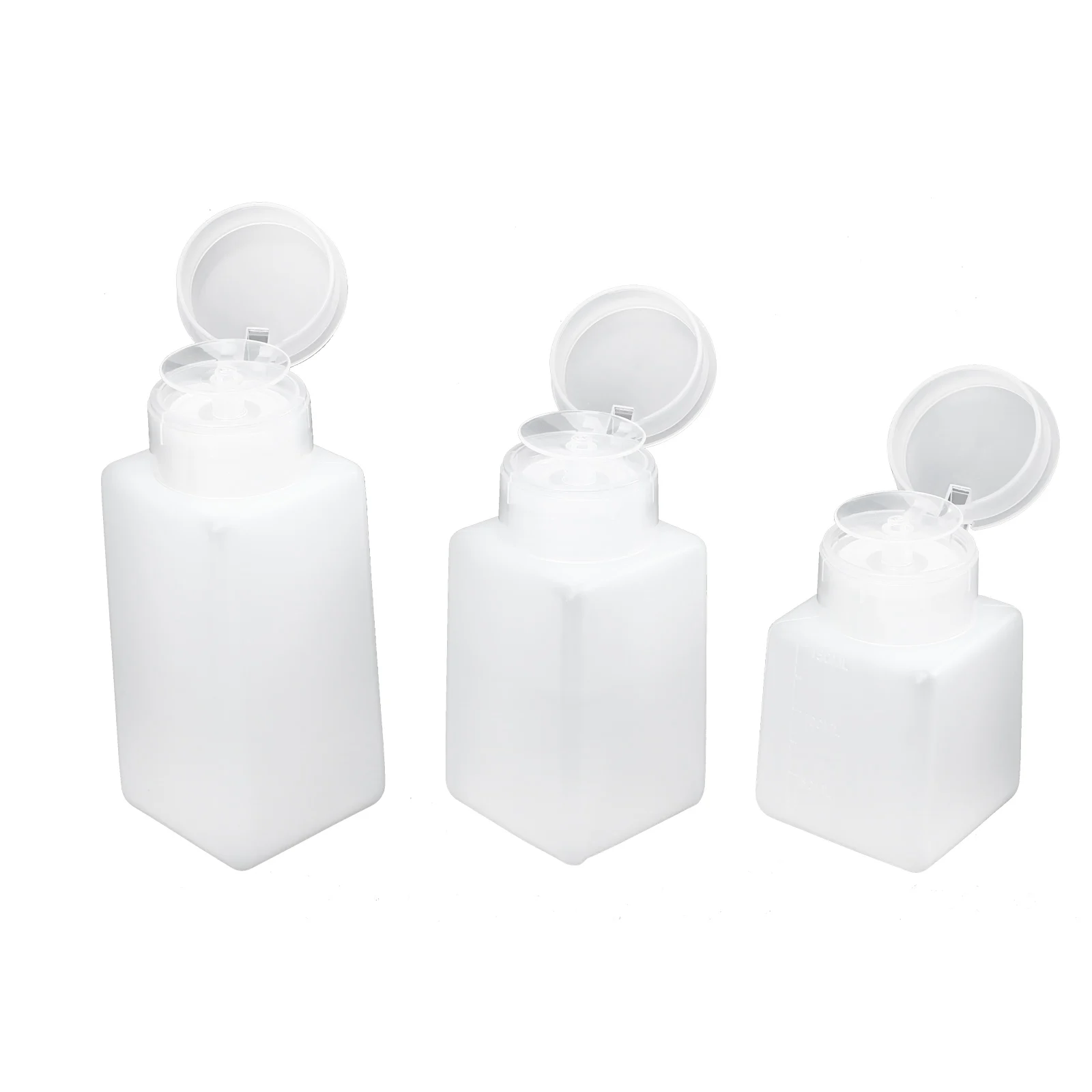 

3pcs Durable Push-Down Alcohol Dispenser For Makeup Remover Nail Polish Travel Use Smooth Liquid Bottle Sturdy Plastic