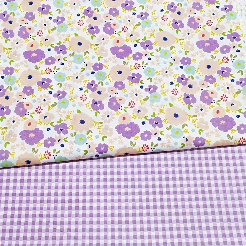 8 Stück reiner Baumwollstoff mit Blumenmuster, niedlich, mehrfarbig, vorgefertigter Stoff zum Aufnähen, zum Basteln, für DIY-Näharbeiten, Scrapbooking, Q – Detail 3