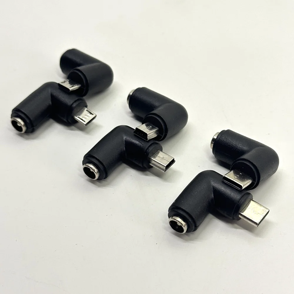 DC to USB C Power Adapte 5.5x2.1mm DC Plug Female to USB C/ Micro USB/ MINI USB Connector DC Power Converter