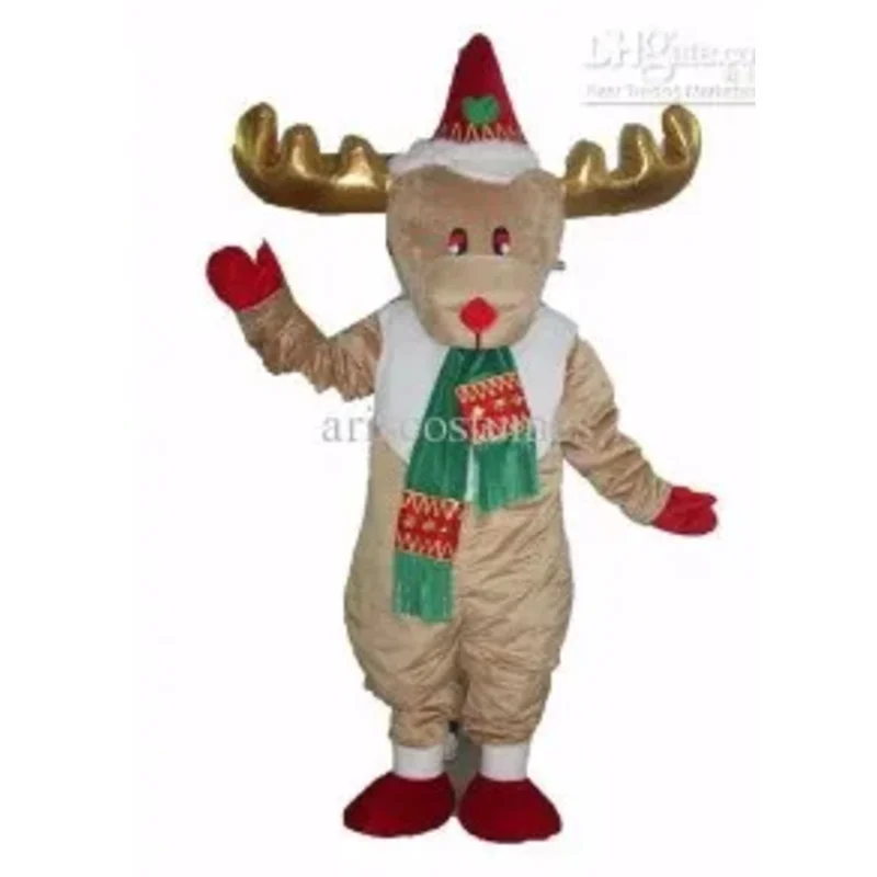 

New Adult Halloween Christmas Popular Santa Reindeer Mascotte Fancy Cartoon Mascot Costume Plush Fancy Dress Mascot Costume