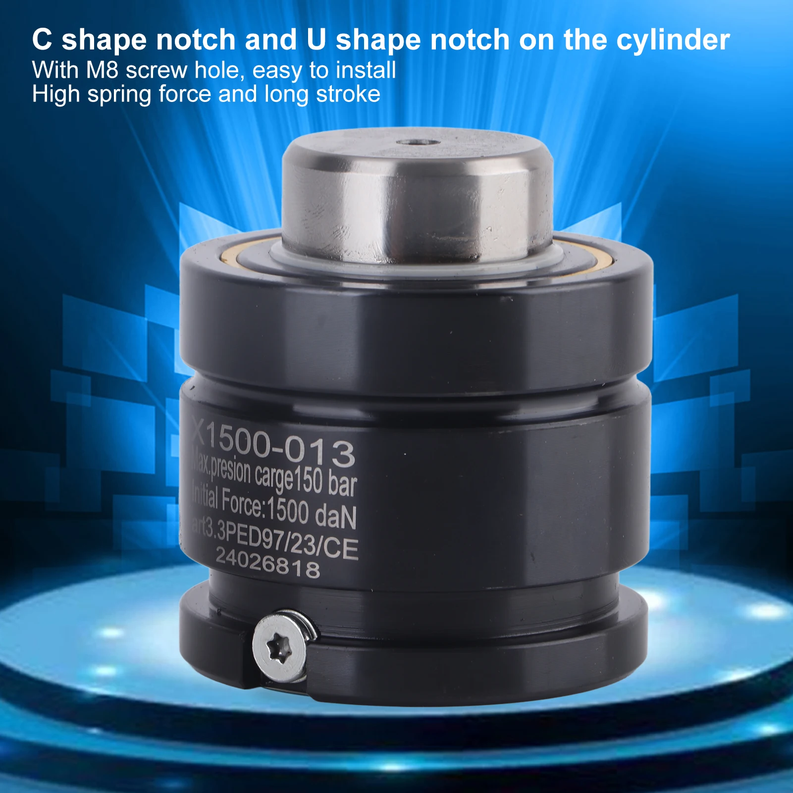 Gas Spring with Inflation Port Nitrogen Gas Spring Mould Stamping Parts with Inflation Port 15000N Initial Force 1500 Series