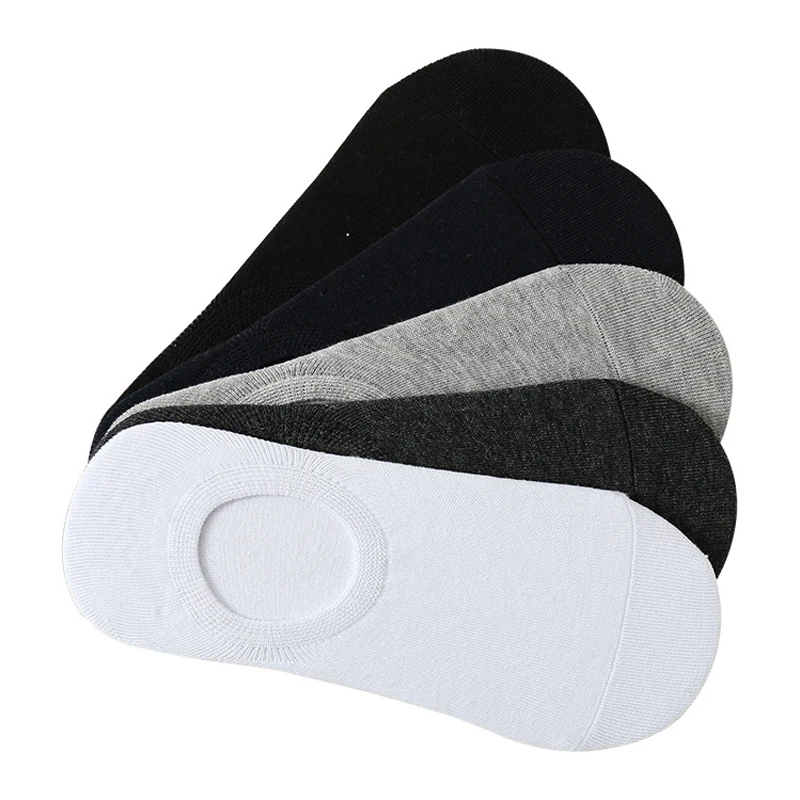 5/10/20 Pasang Kaus Kaki Pendek Unisex Warna Solid Bernapas Menyerap Keringat Kaus Kaki Tak Terlihat Pria Wanita Lembut Kasual Kaus Kaki Tanpa Tali