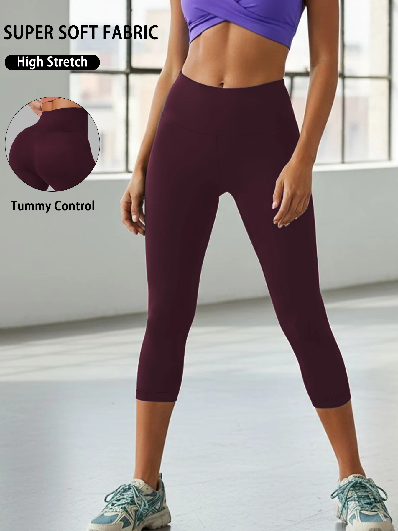 High Waisted Yoga Pants for Women Capri Pants Super Soft No See Through Workout Running Home Lounge Leggings