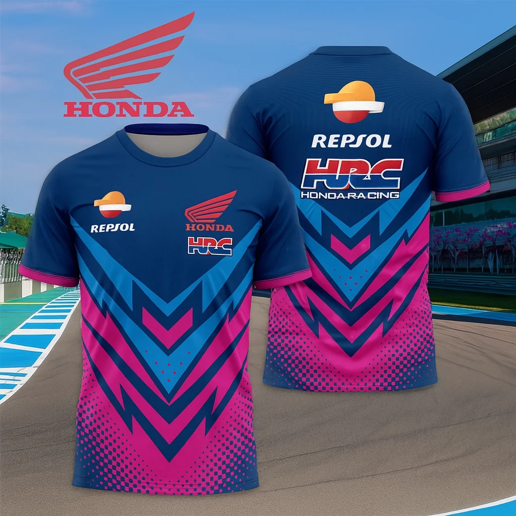 

Honda HRC новый гоночный костюм, летний уличный мотоциклетный топ, дышащая быстросохнущая спортивная футболка с круглым вырезом и короткими рукавами