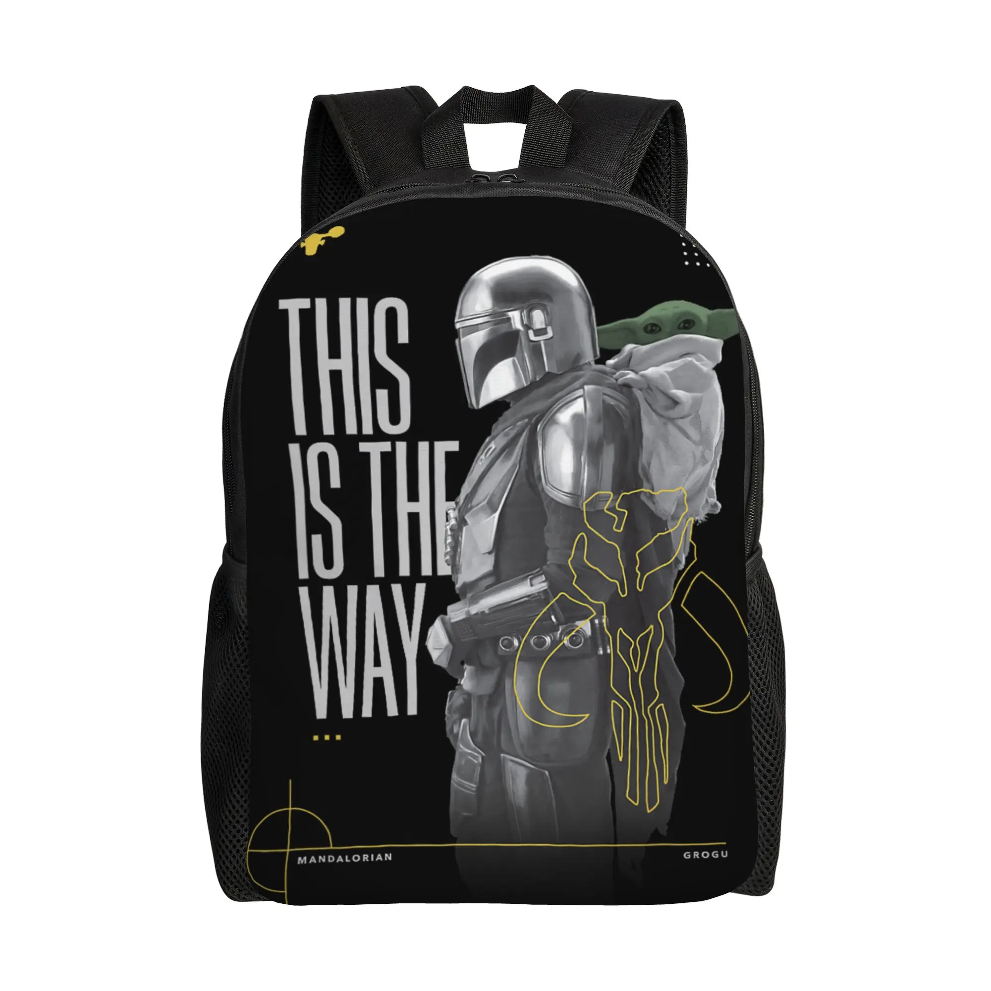 

Manda-lorians Grogu This Is The Way Duo Side Portrait Backpack Sports Student Business Daypack for Men College Canvas Bags