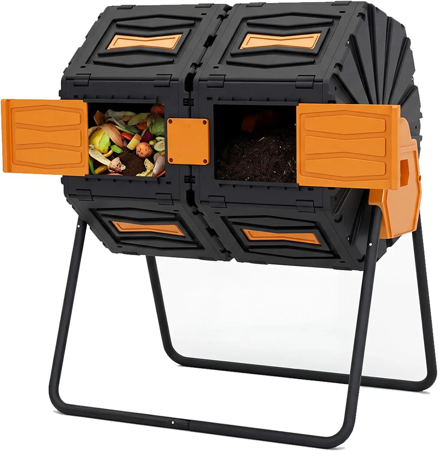 

Компостный тумблер с двумя камерами, 45 галлонов, 360° ° Вращающийся контейнер для садовых отходов с простой сборкой