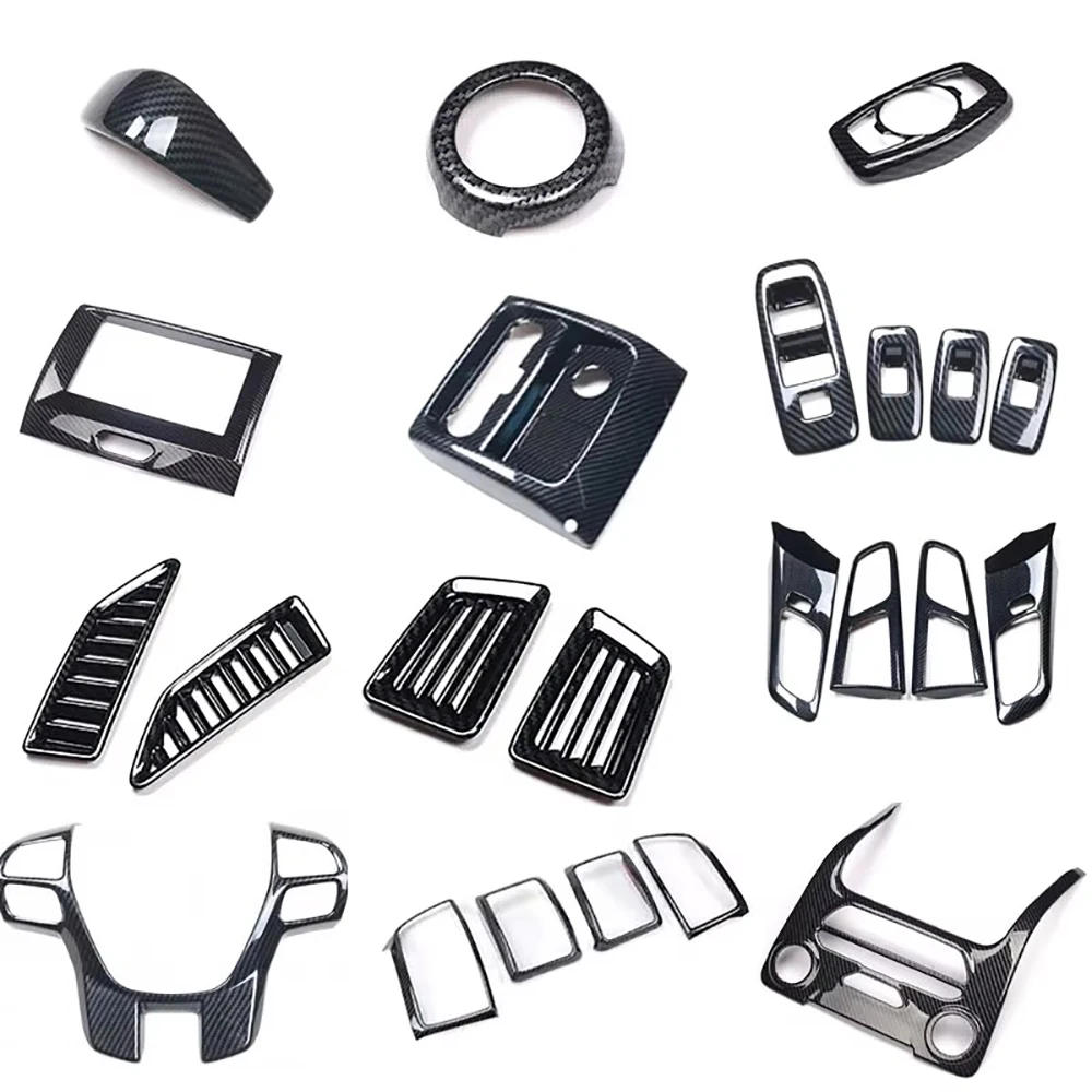 Car Carbon Fiber Color Steering Wheel Air Conditioning Vent Glass Central Control Panel for Ranger Everest Endeavor 2015-2021
