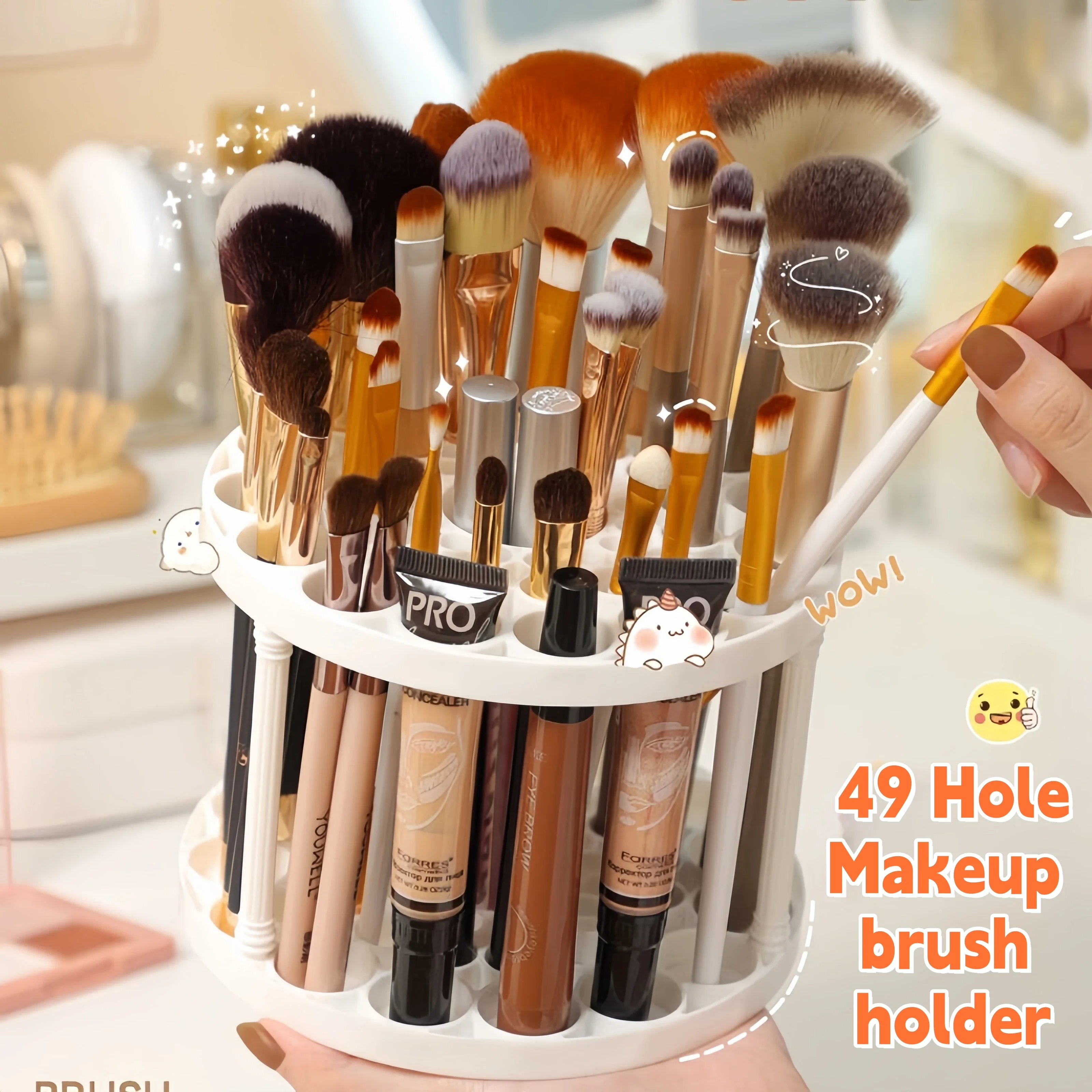 Makeup Brush Storage Rack Desktop Cosmetics Storage Holder Lipstick Makeup Brush Storage Dressing Table Sorting Storage Box