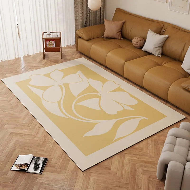 Elegant Floral Print PVC Leather Rug Waterproof Oil-proof Stain-resistant Kitchen Carpet Large Area Non-slip Floor Mats Alfombra