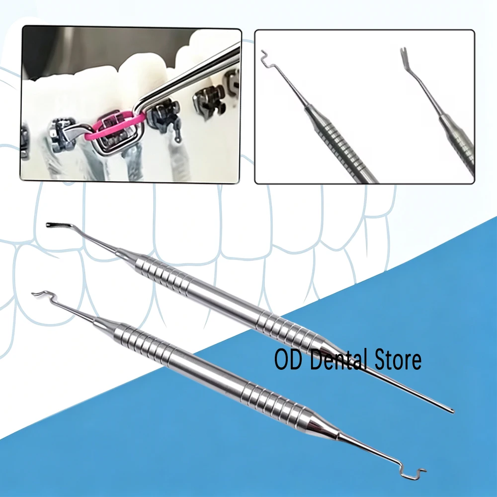 Dental Orthodontic Twirl-On Elastics Ligature Tie Placer Tool Archwire Placement Instrument for Brackets, Dentistry Accessories