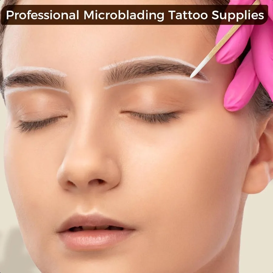 Tamponi di cotone a punta da 400 pezzi in custodia 4 applicatori con punta di cotone per microblading di precisione Mini bastoncini di tampone per trucco Cos