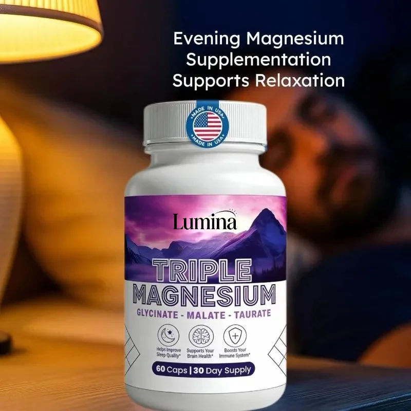 Triple Magnesium Complex Capsules 300mg Per Serving -60 Capsules of Glycine, Taurine, and Malate