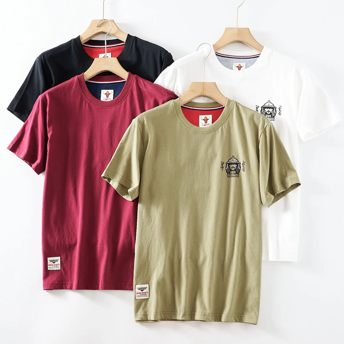 Summer New American Retro Short Sleeve O-neck Ethnic Style Elements Printed T-shirt Men's Fashion 100% Cotton Washed Casual Tops