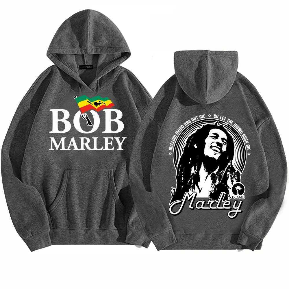 Bob Marley Hoodie Man Woman Harajuku Hip Hop Pullover Tops Sweatshirt Music Fans Gift