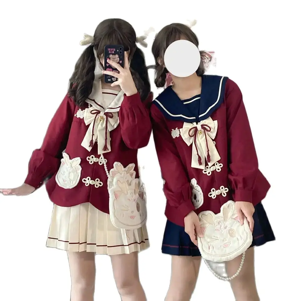 Japan Authentic Cute Jk Uniform Dress Autumn Winter Long Sleeved Sailor Suit New Year Clothes Kawaii Girl High School