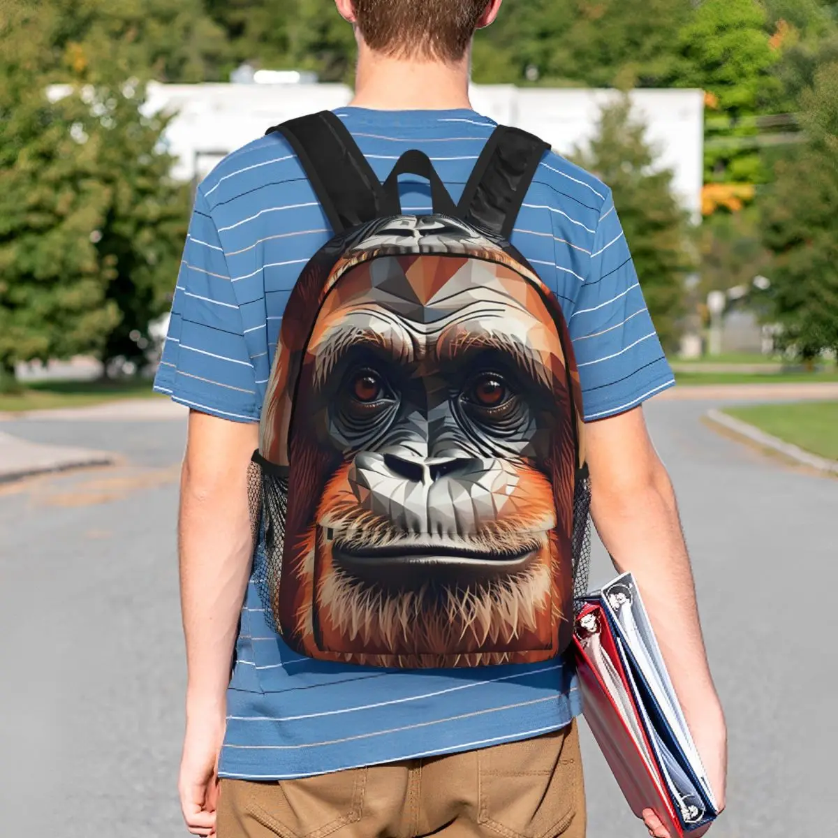 Gorilla Orangutan Face Monkey Realistic Backpack Student BookBag Children School Bag Laptop Shoulder Bags for Boys Girls