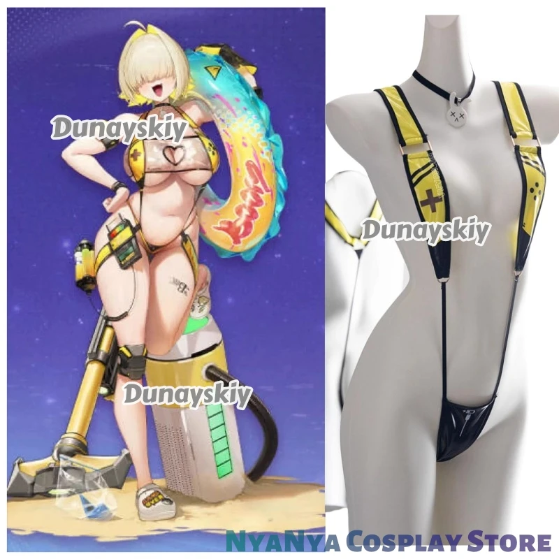 ‌ ‌ ‌   الأرنب فتاة Elegg تأثيري لعبة Nikke disfraz شفافة الطبية أرنب بذلة Eleg الأصفر الصيف ملابس السباحة هالوين