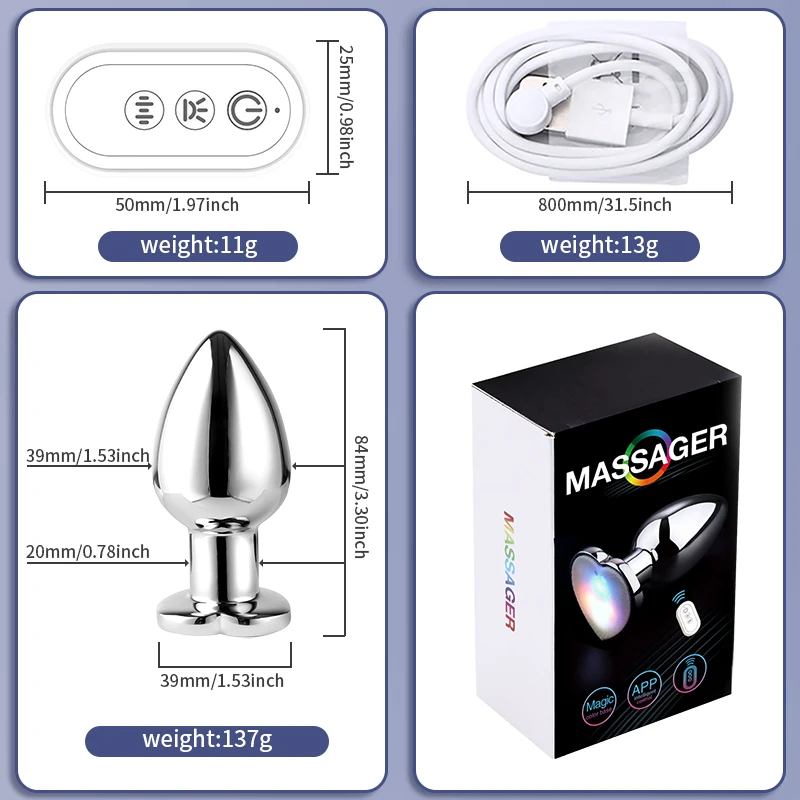 Vibrating Remote Heart-Shaped App Control Man and Woman Metal Anal Plug Adult Luminous Electric Anal Dildo Couple Intimate Toys - Image 5