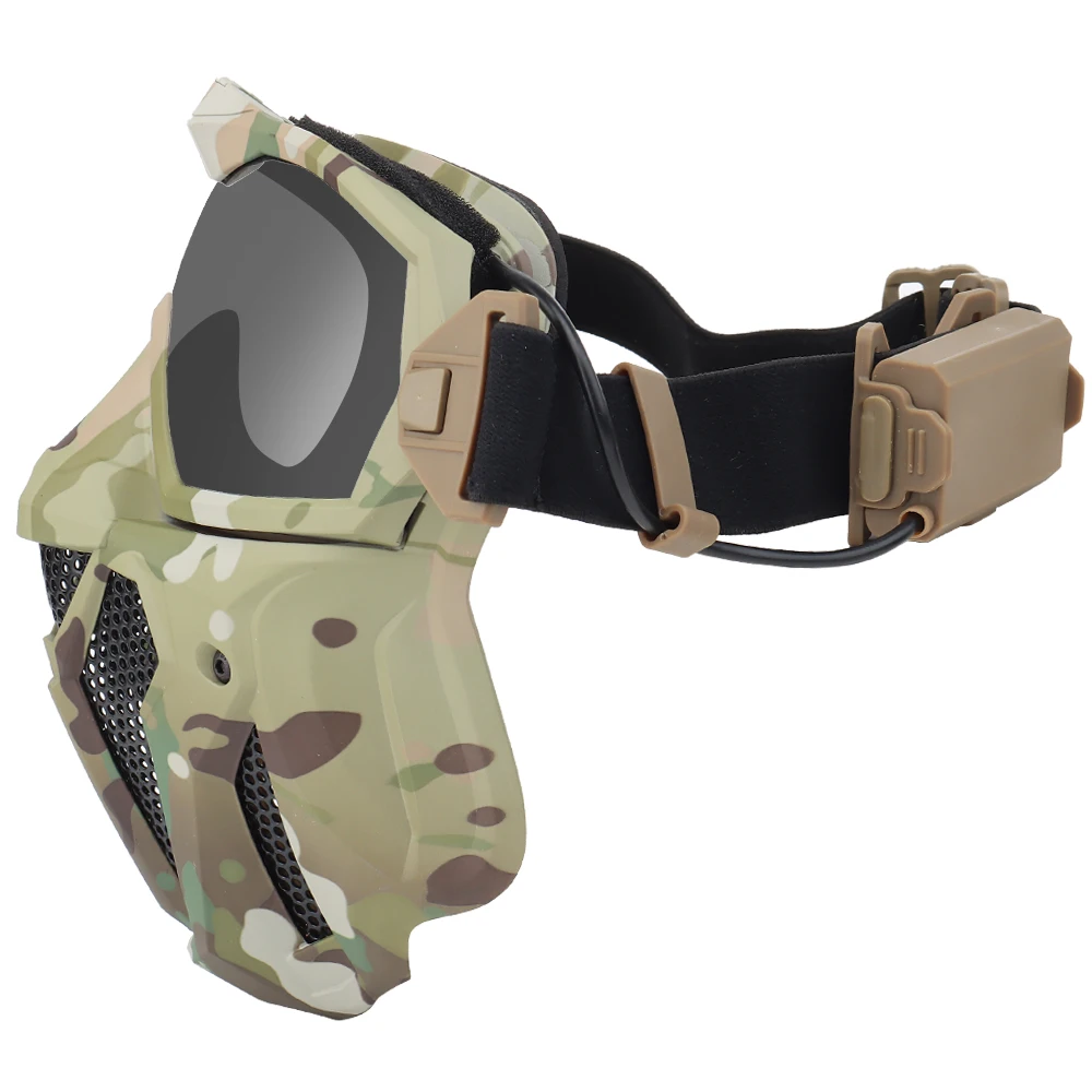 Máscara facial completa tático airsoft paintball máscara facial com ventilador respirável anti-nevoeiro caça tiro máscara protetora óculos