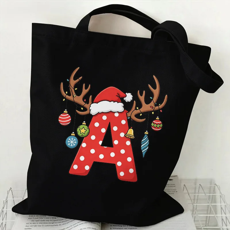 Christmas Letter Printed Shoulder Bag Big Women Designer Handbag Shopping Tote Casual Woman, New Year Christmas Gift for Family