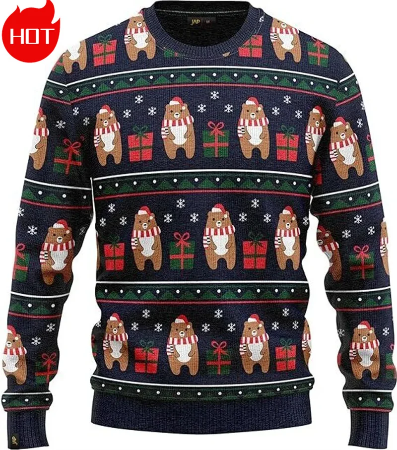 3D Print Xmas Sweatshirts Mens Ugly Christmas Sweater Funny Fashion New In Sweaters Ugly Sweaters Christmas Jumper Mens Clothing