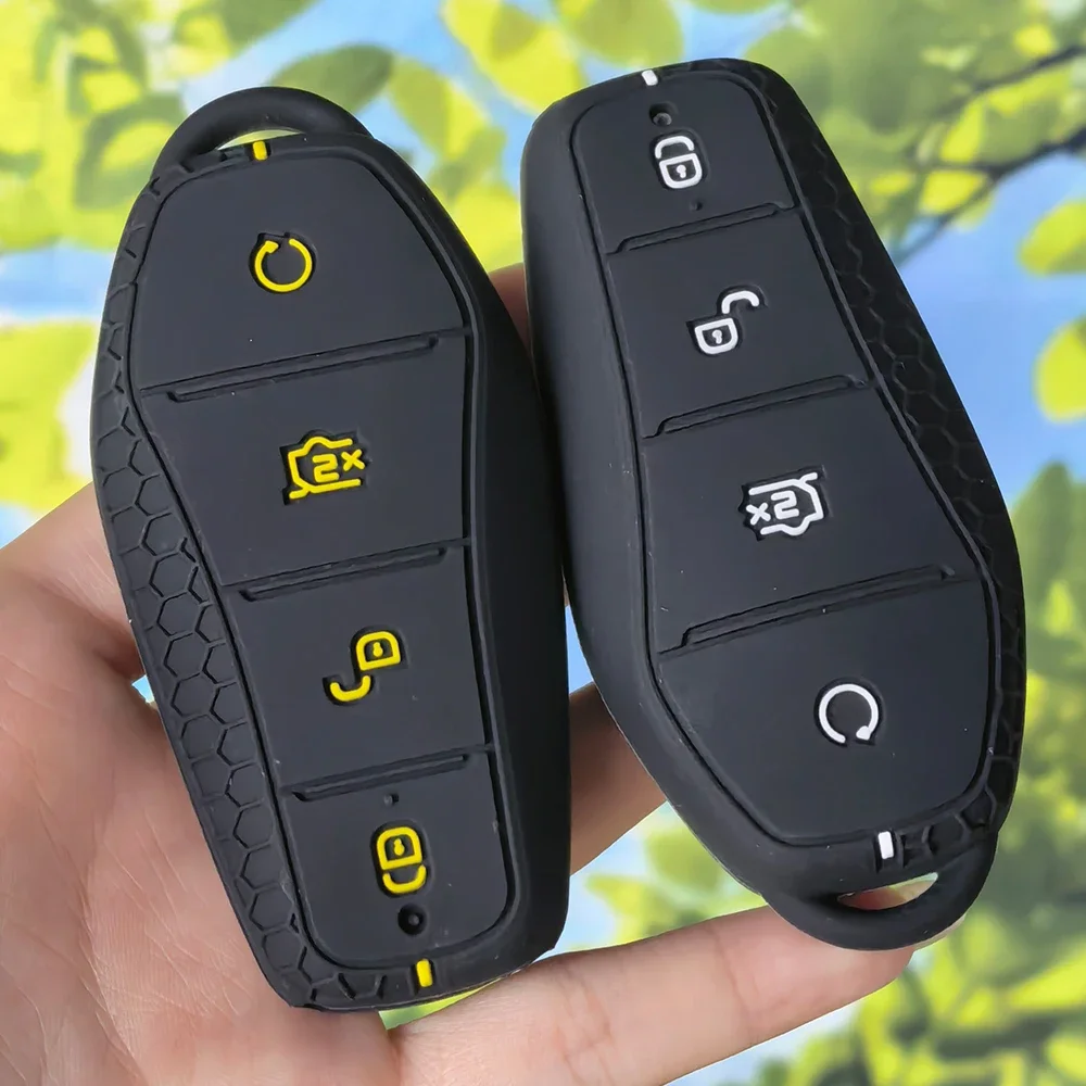 Premium Striped Silicone Fob Shell for BYD Atto 3 Han EV Dolphin Tang DM Yuan E2 Qin PLUS 4‑Button Remote Key Protector