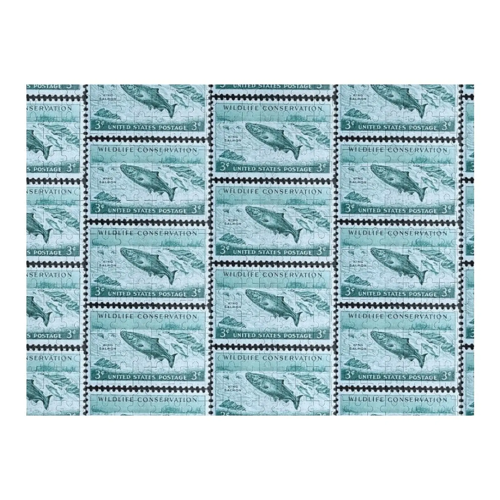 

Лосось, дикая природа, винтажный почтовый штамп, головоломка, деревянное имя, деревянные животные, головоломка